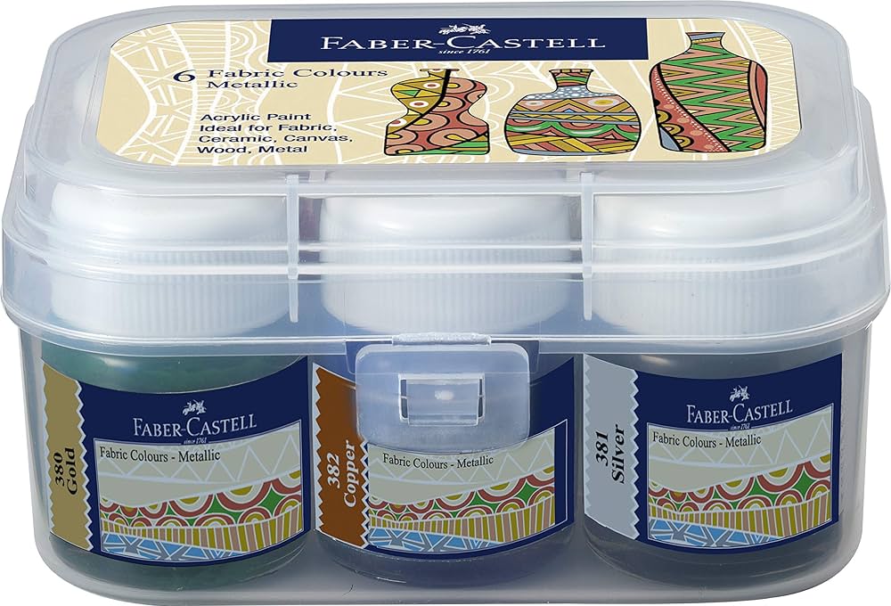 Faber-Castell 6 Metallic Fabric Colours (Blue)