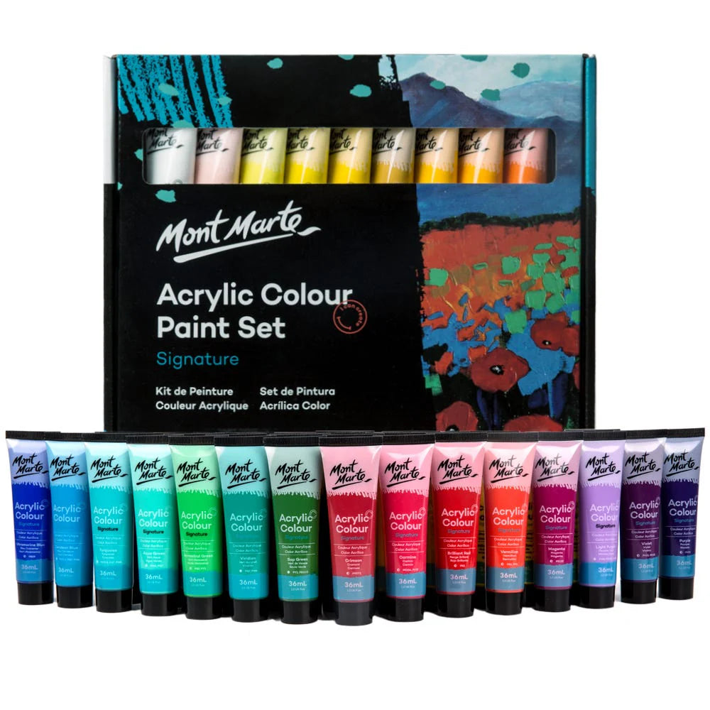 Mont Marte Signature Acrylic Paint Set 36Pc X 36Ml (1.2Oz)