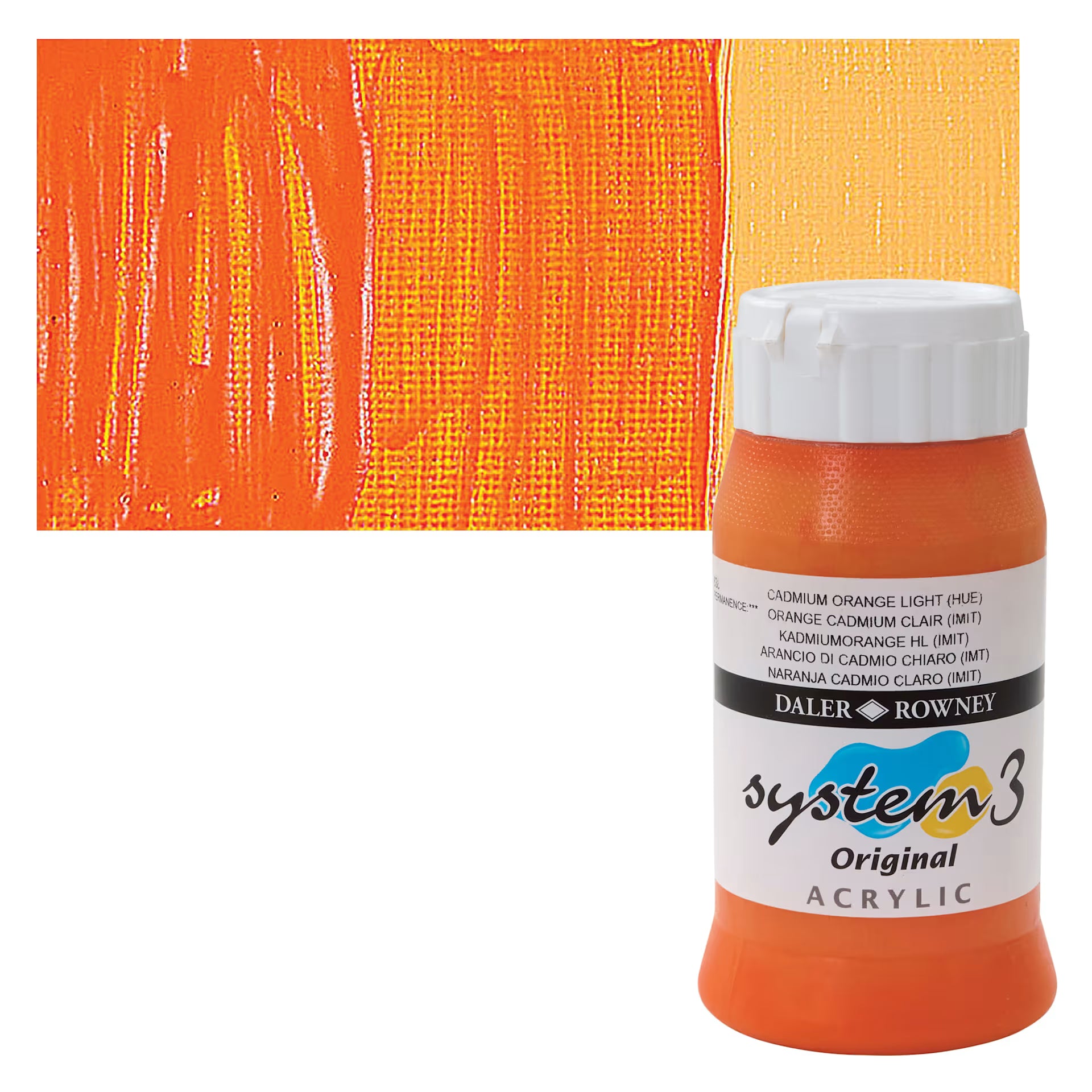 Daler-Rowney System 3 Original Acrylic Colours 500ml -Cadmium Orange Light Hue