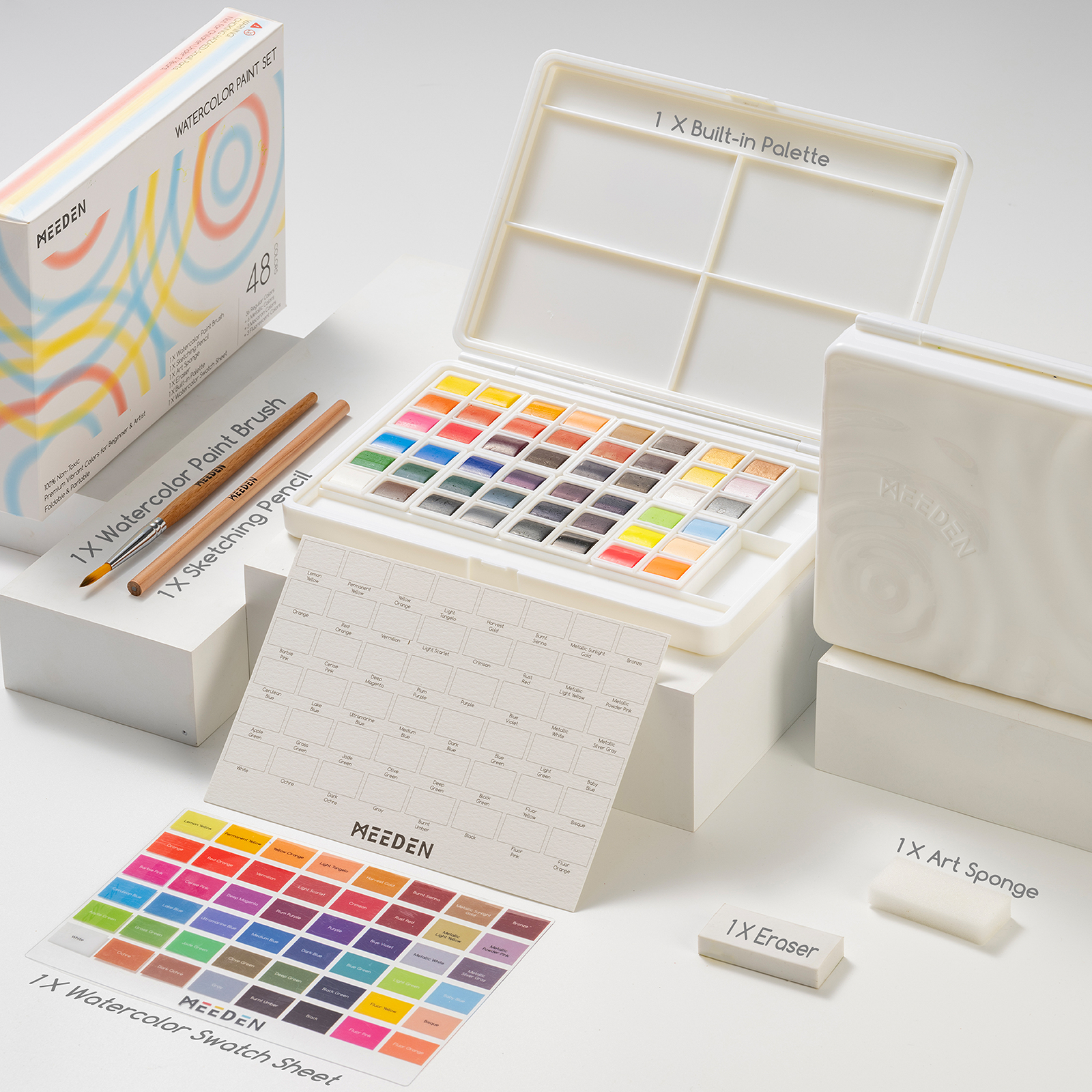 MEEDEN Watercolour 48 Colour Watercolour Set