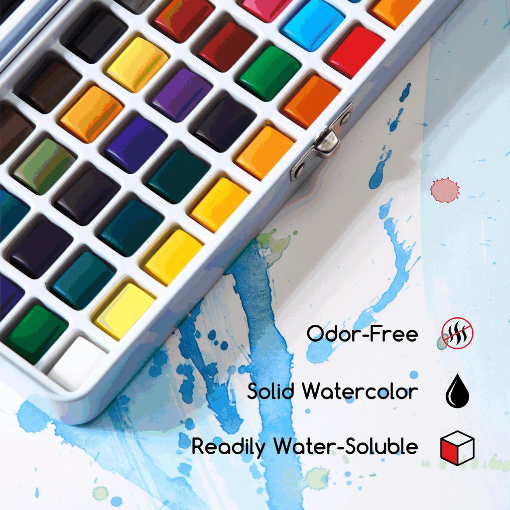 MEEDEN Travel Watercolor Paint Set 50 Colors