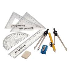 HELIX Cambridge Maths Set with Storage Tin 9 Piece Maths Equipment Set