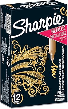 Sharpie Metallic Permanent Markers Fine Point Gold 12 Pcs