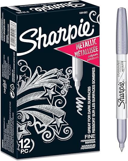 Sharpie Permanent Metallic Markers  Fine Tip  Silver Box of 12