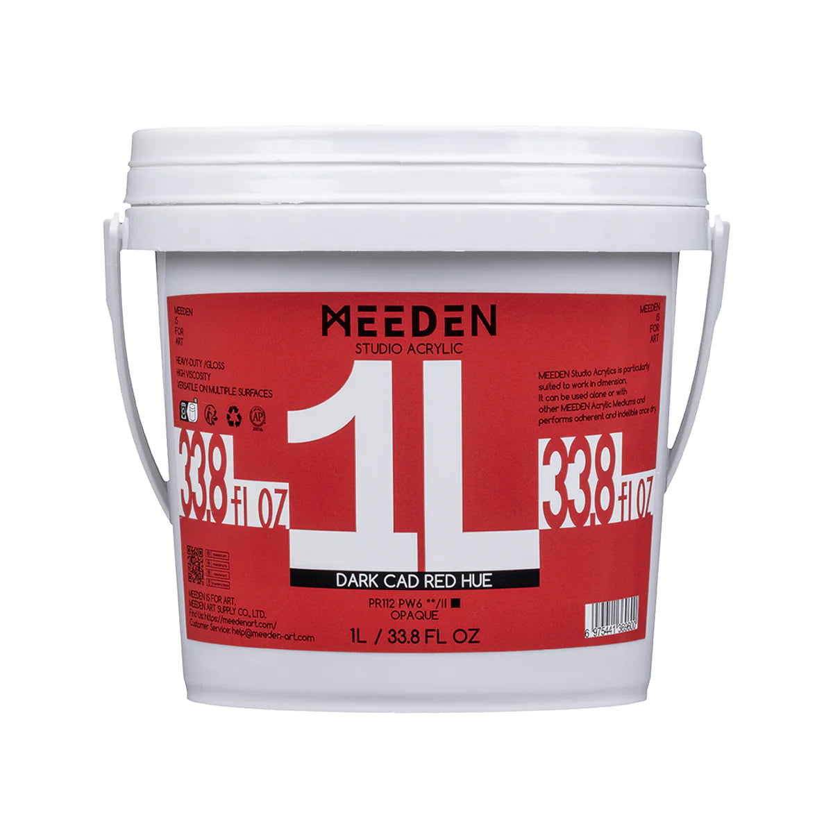 Meeden Heavy Duty Acrylic Paint 1 Litre Cadmium Dark Red Hue