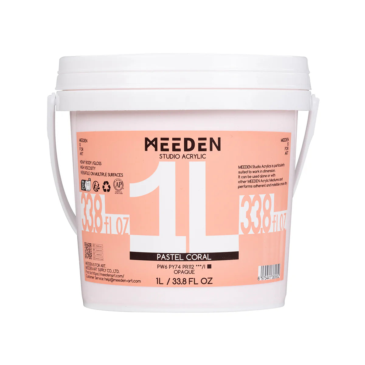 Meeden Heavy Duty Acrylic Paint 1 Litre Pastel Coral