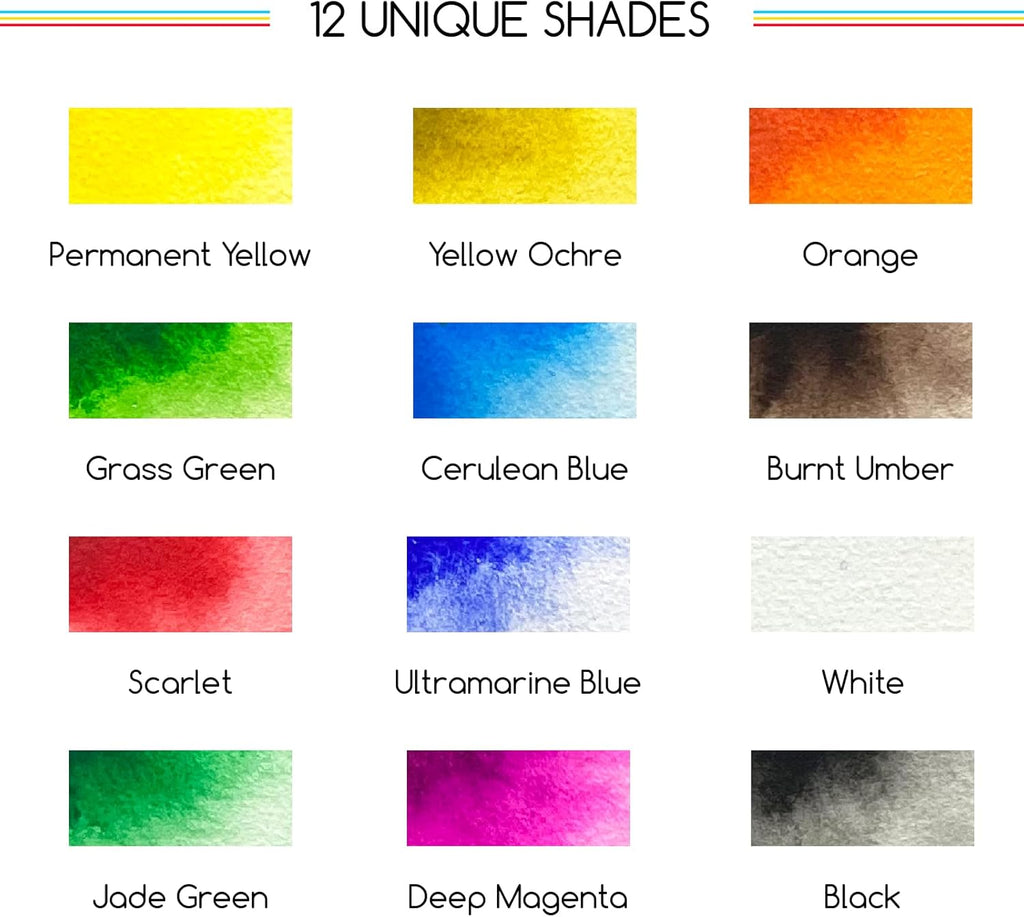 MEEDEN 12 Colours Watercolour Paint Set Travel Watercolour Set