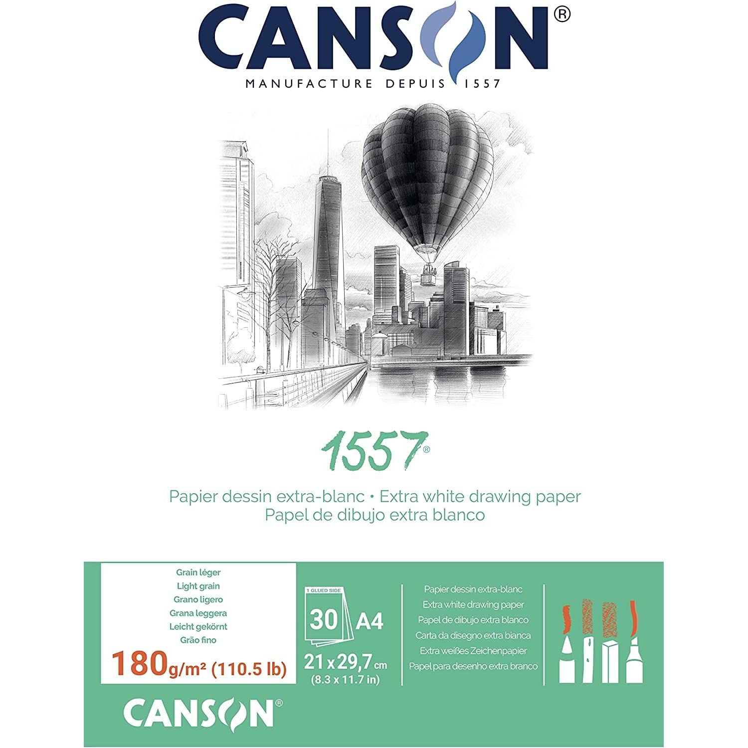 CANSON 1557 180gsm A4 White Drawing Paper Pad