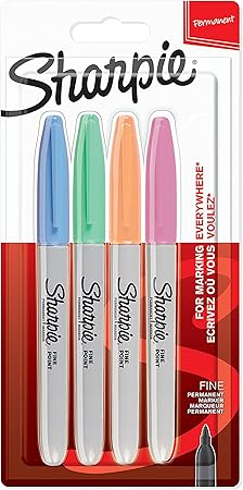 Sharpie Pastel Permanent Markers, Set of 4 Colors