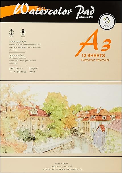 Conda Water Color Pad 230gsm, A3 Size