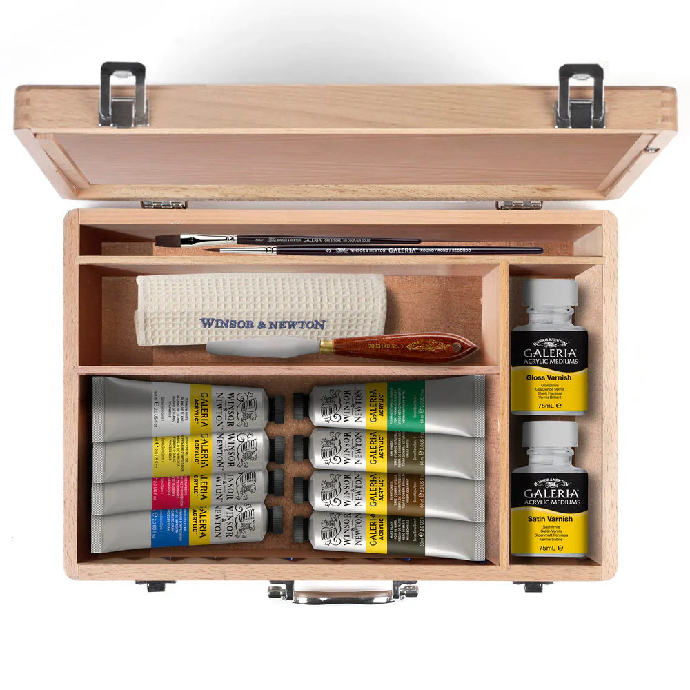 WINSOR & NEWTON GALERIA ACRYLIC COLOUR WOODEN SET 8X60ML
