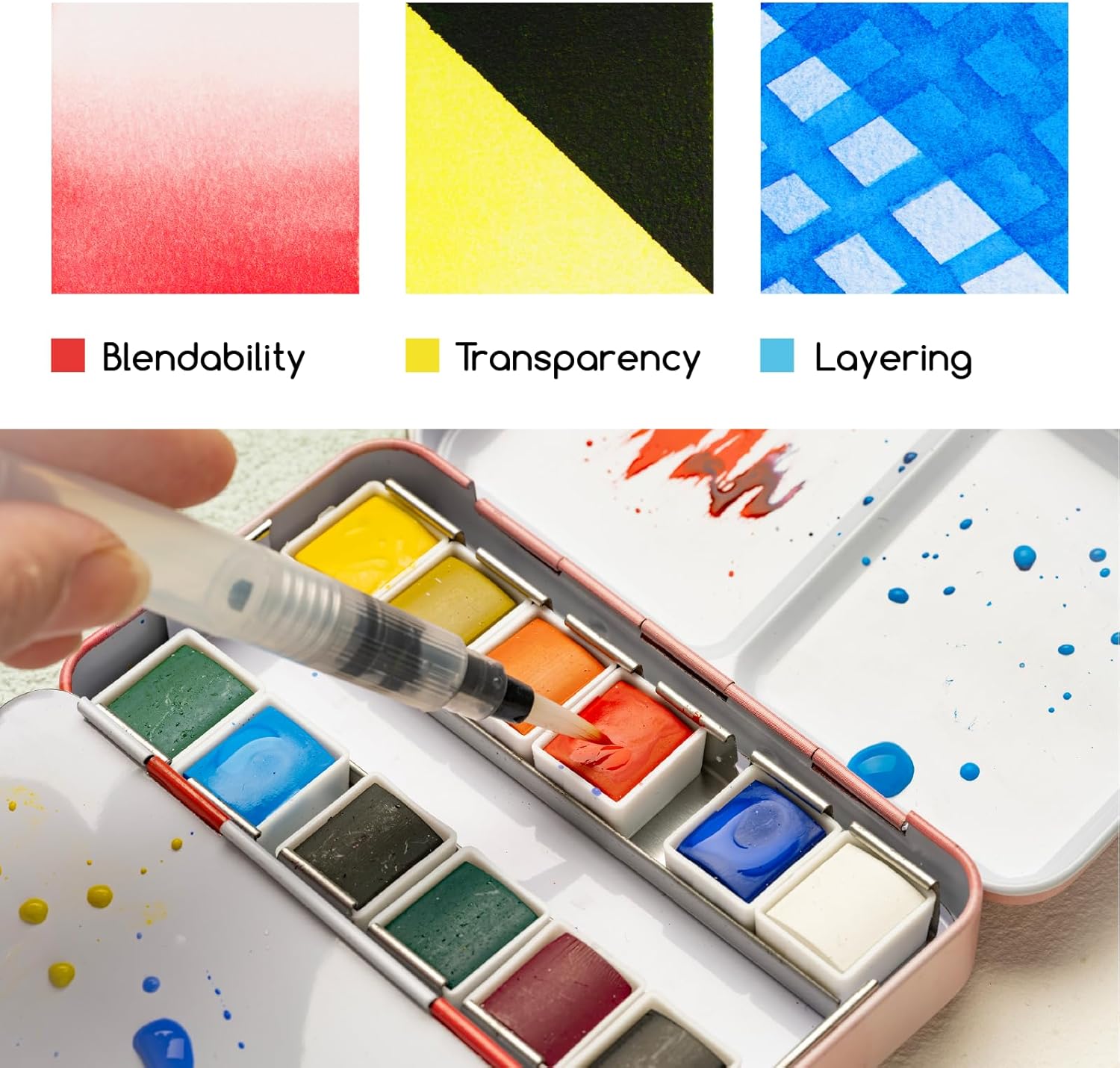 MEEDEN 12 Colours Watercolour Paint Set Travel Watercolour Set