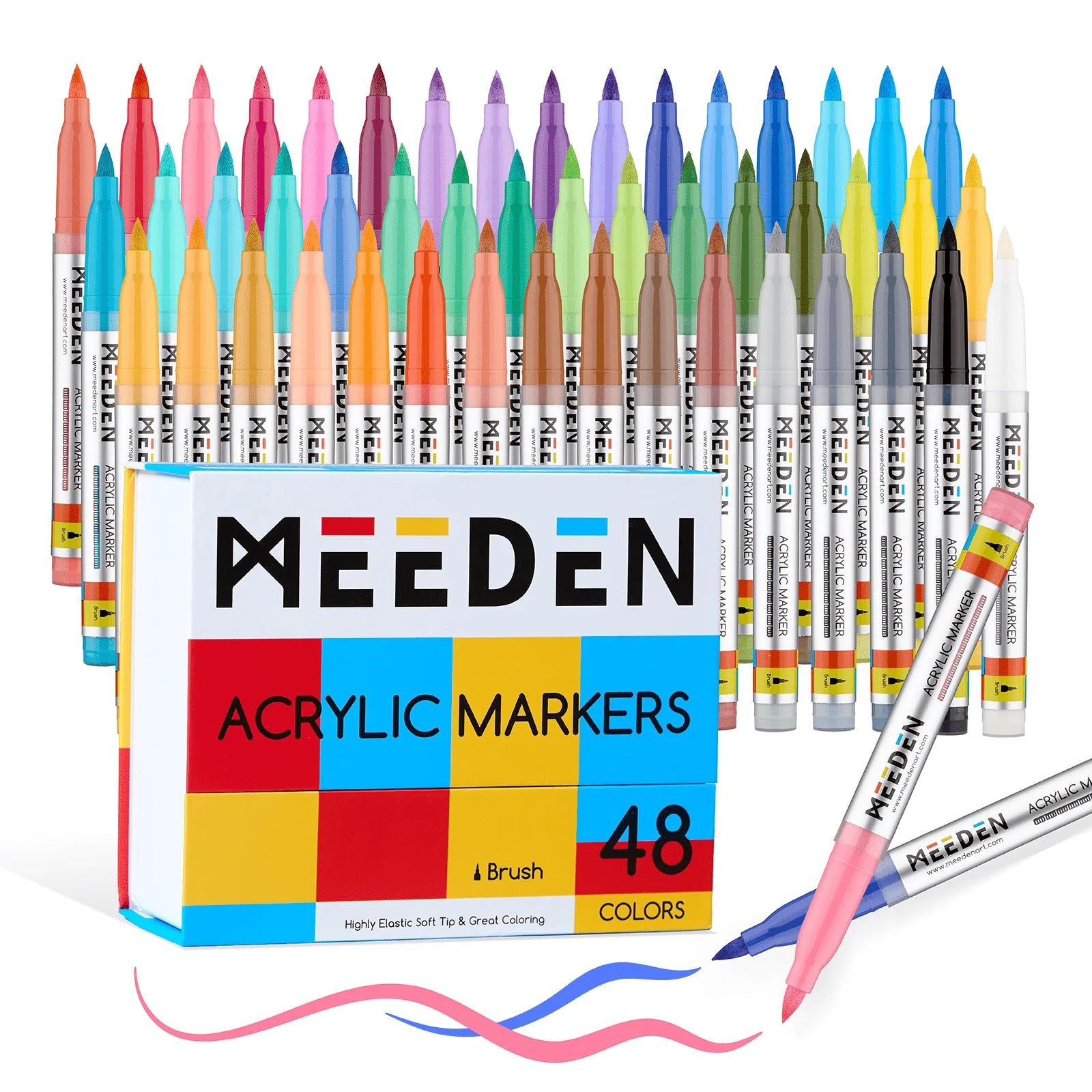 MEEDEN Acrylic Markers Brush Tip 48 colors