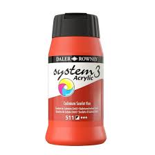 Daler-Rowney System 3 Original Acrylic Colours 500ml - Cadmium Scralet