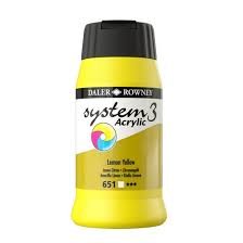 Daler-Rowney System 3 Original Acrylic Colours 500ml -Lemon Yellow