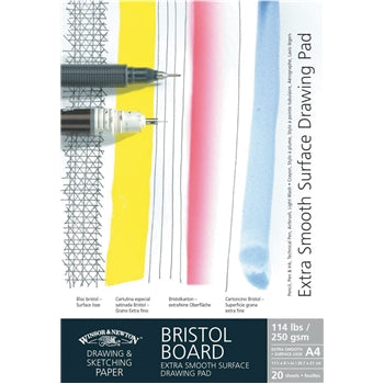 Winsor & Newton Bristol Board Extra Smooth Bristol Boards, A3 250Gsm/115Lb 20 Sheets