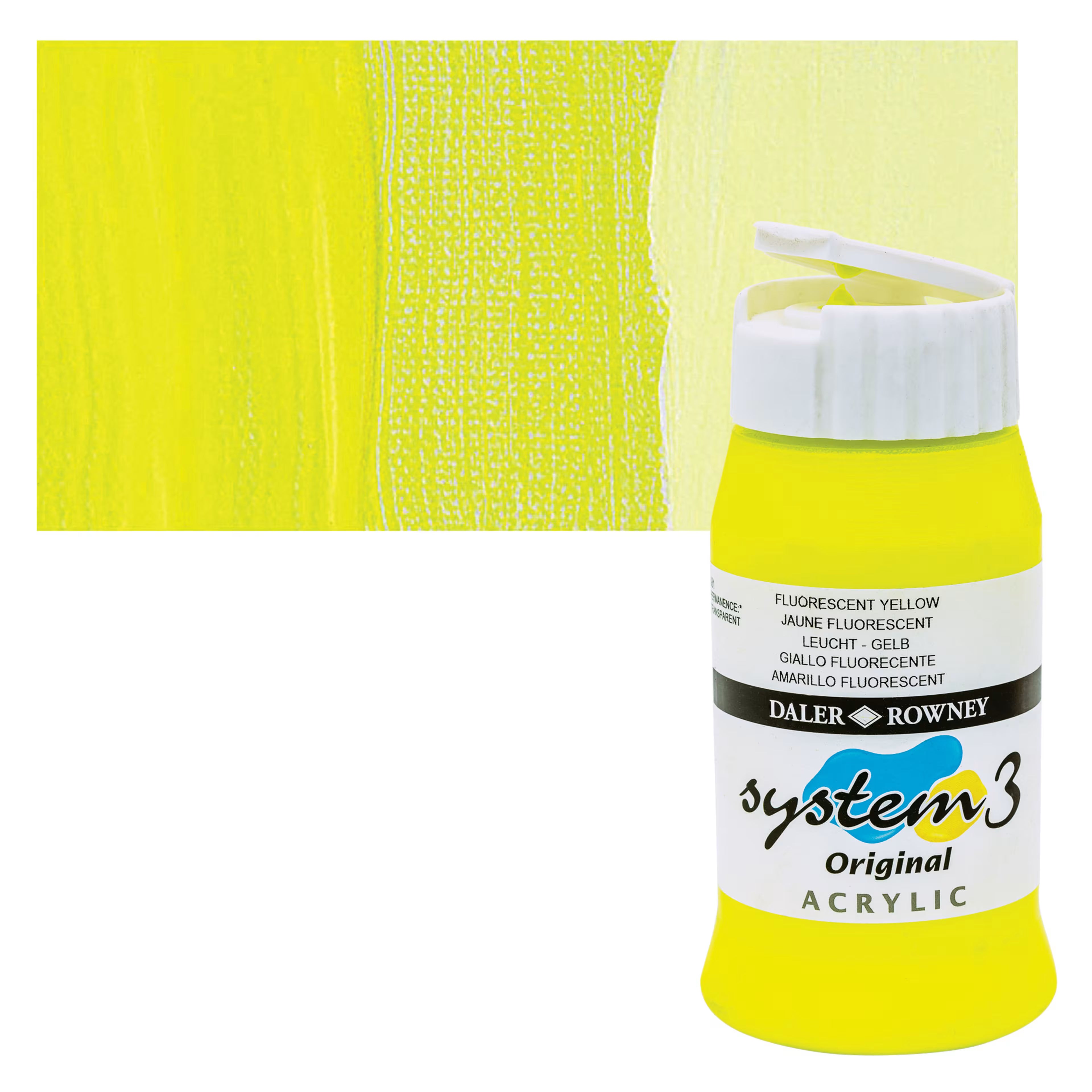 Daler-Rowney System 3 Original Acrylic Colours 500ml -Fluorescent Yellow
