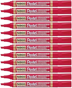 Pentel Permanent Marker Chisel Tip Red