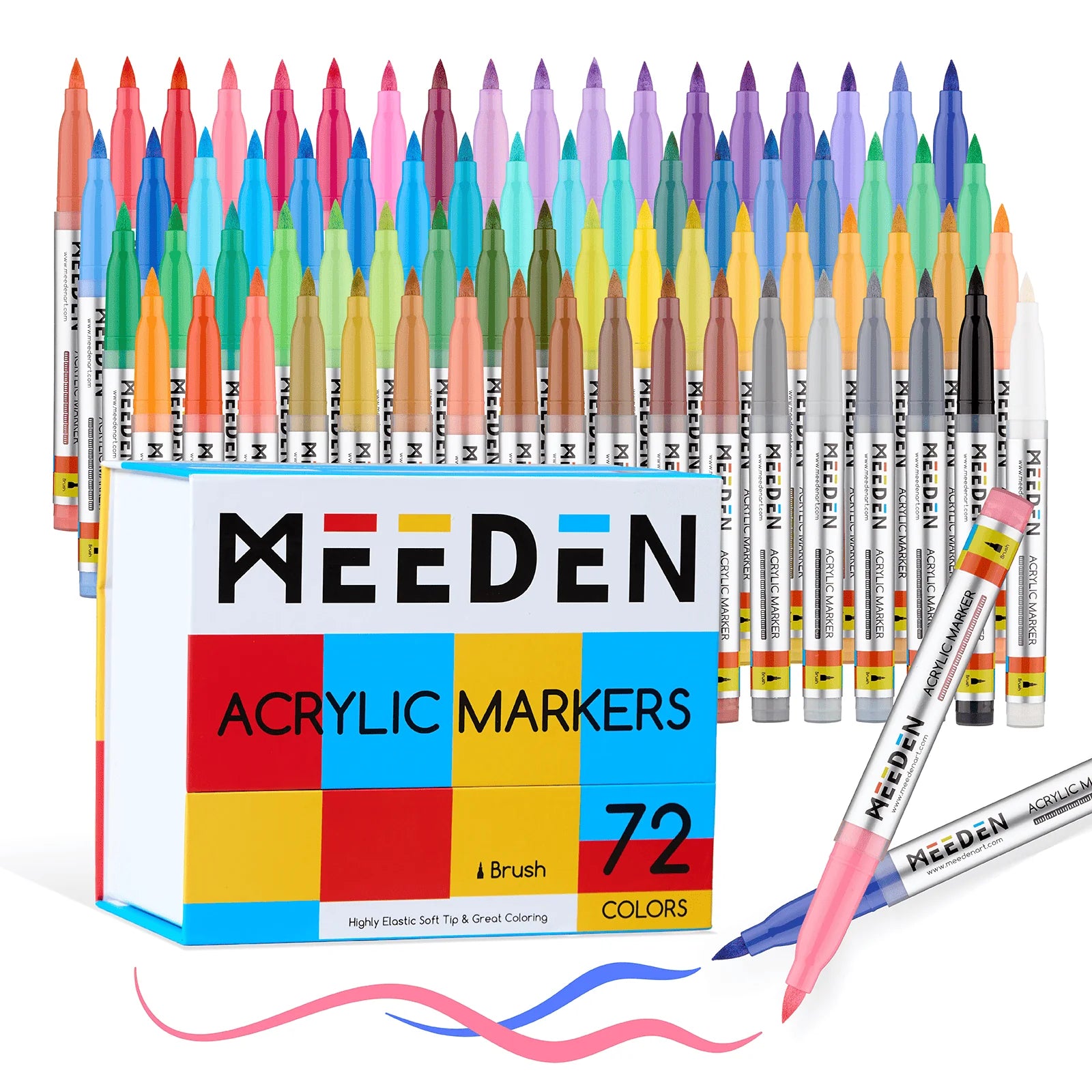 MEEDEN Acrylic Markers Brush Tip 72 colors