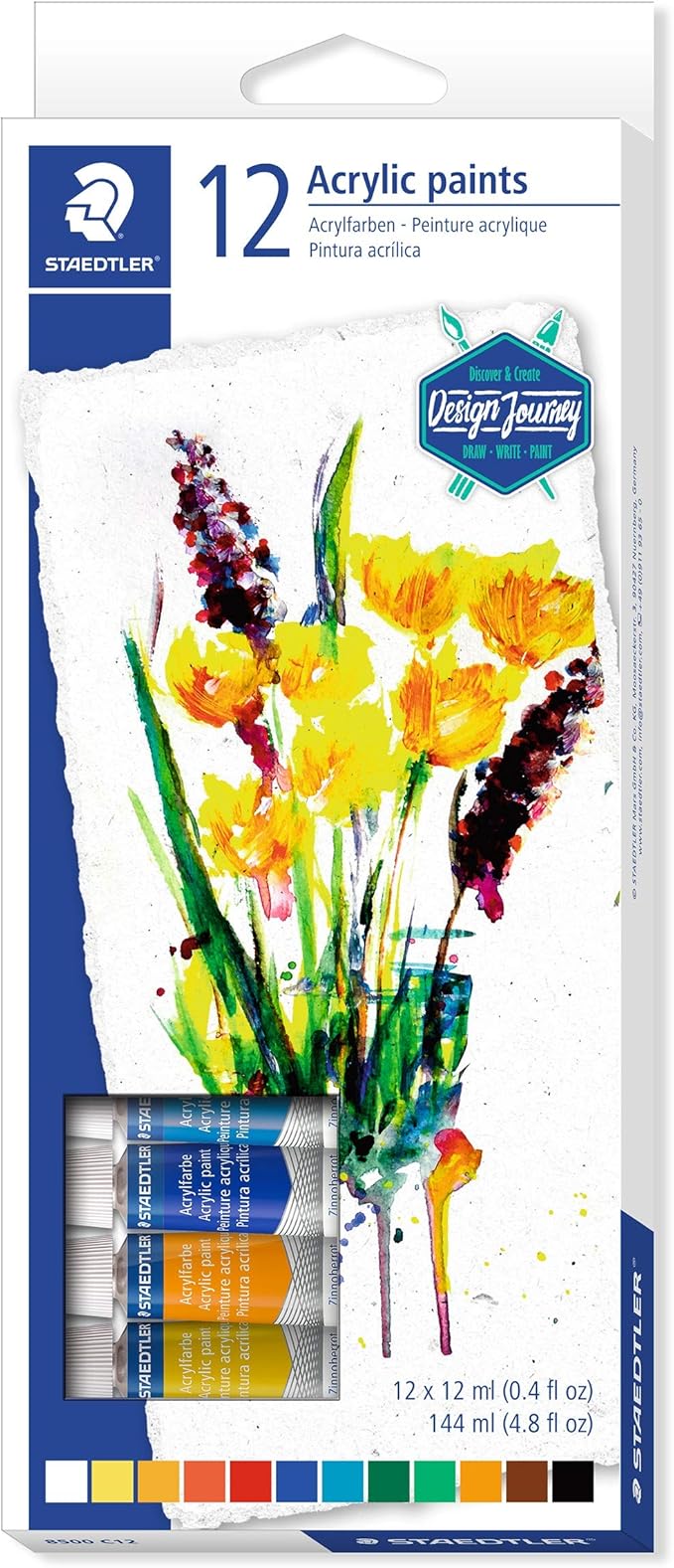 Staedtler Acrylic Paint Tubes - Assorted Colors (Pack Of 12)