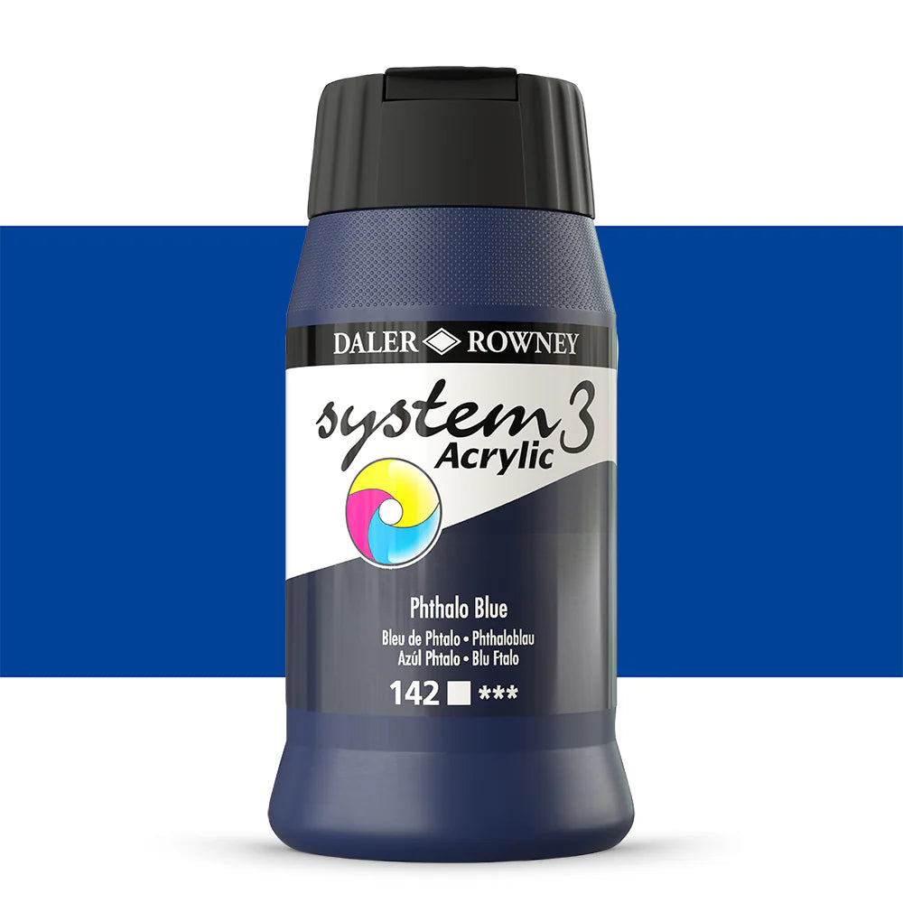 Daler-Rowney System 3 Original Acrylic Colours 500ml -Phthalo Blue