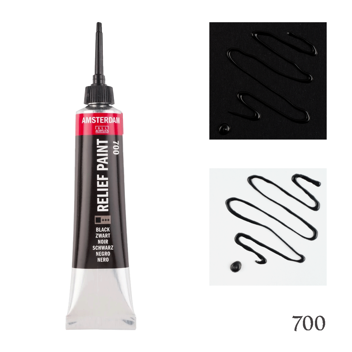 Amsterdam Relief Paint 3D Effect Tube 20 ml Color Black 700