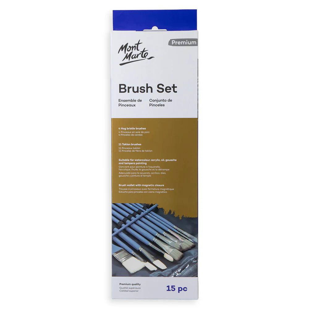 Mont Marte Premium Brush Wallet Set 15Pce