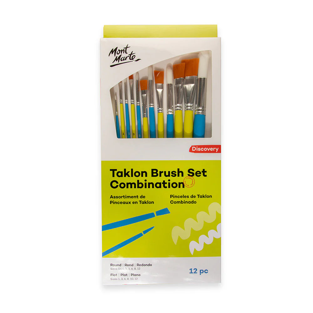 Mont Marte  Taklon Brush Set Combination Discovery 12pc