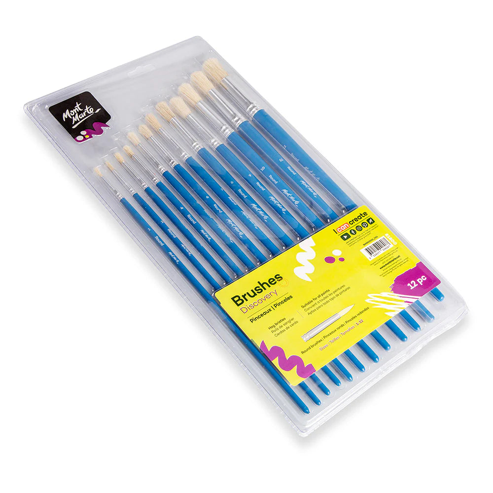 Mont Marte Studio Artist Brushes 12pce Round 1-12