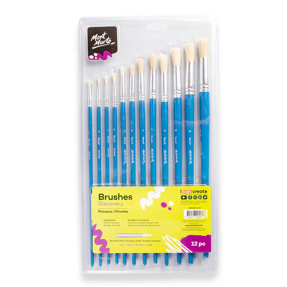 Mont Marte Studio Artist Brushes 12pce Round 1-12