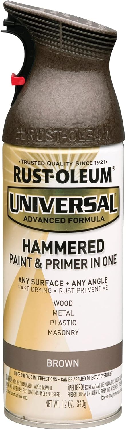 Rust-Oleum 245218 Universal All Surface Hammered Spray Paint, 12 oz, Brown