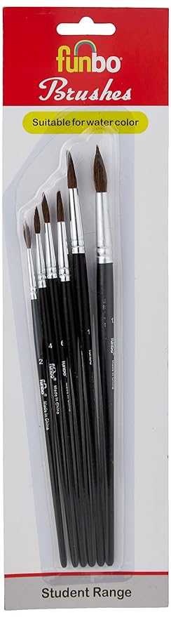 Funbo Short Round Water Color Brush Set 6-Pieces