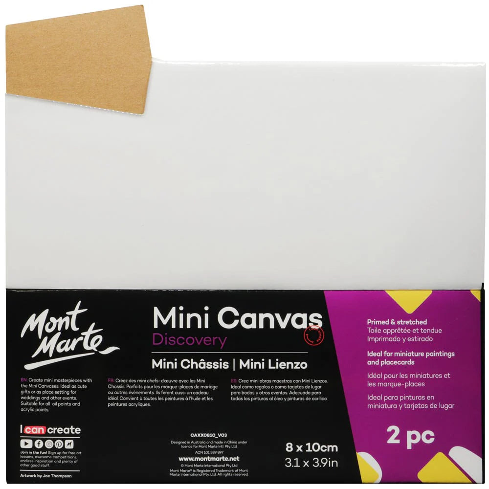 Mont Marte Mini Canvas Discovery 8 x 10cm (3.1 x 3.9in) 2pce