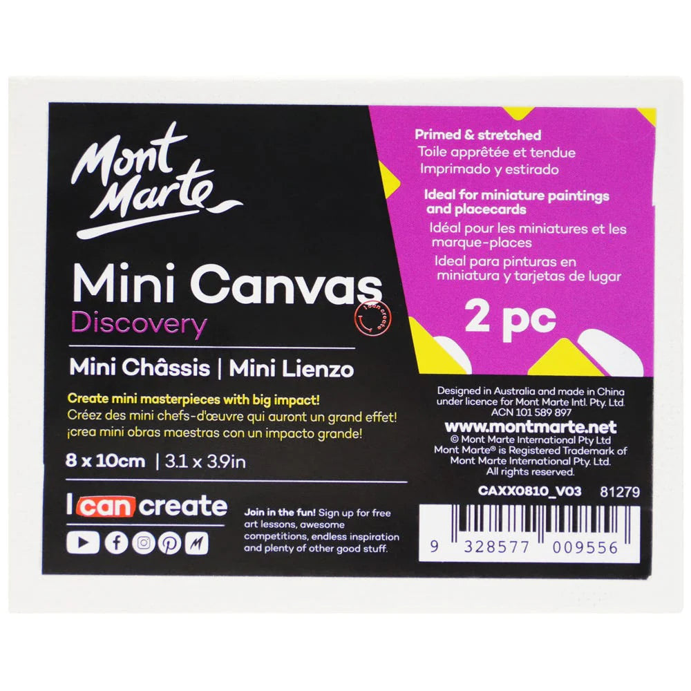 Mont Marte Mini Canvas Discovery 8 x 10cm (3.1 x 3.9in) 2pce