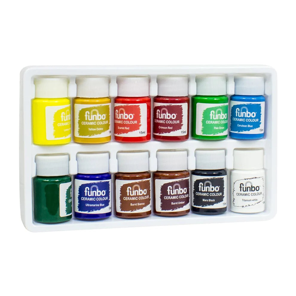 Ceramic Paints Set 12-Pieces, Brand Funbo Multicolor