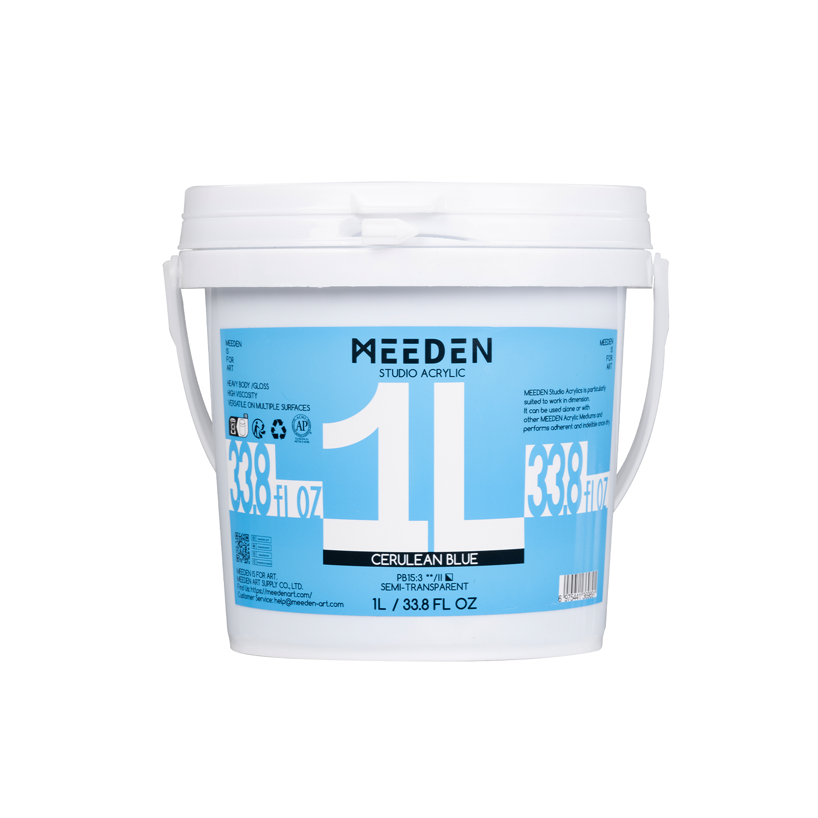 Meeden Heavy Duty Acrylic Paint 1 Litre Cerulean Blue