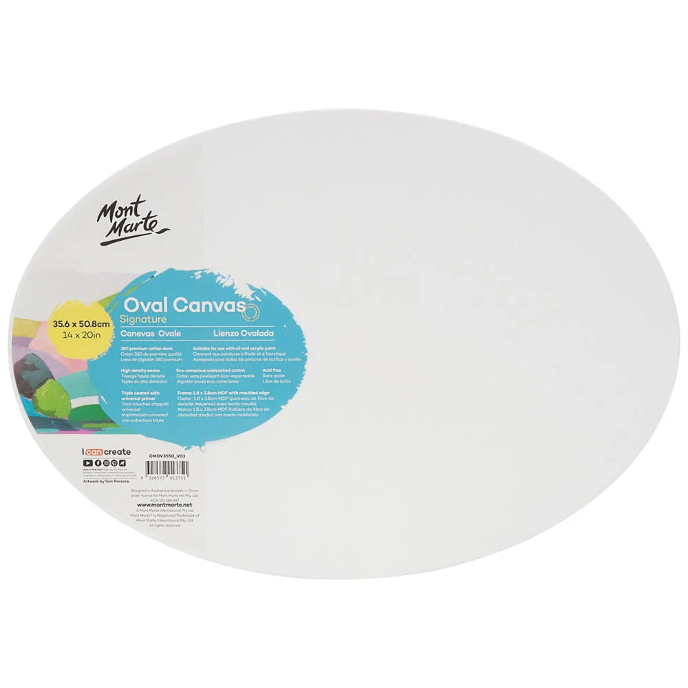 Mont Marte Double Thick Canvas Oval Signature 35.6 x 50.8cm (14 x 20in)
