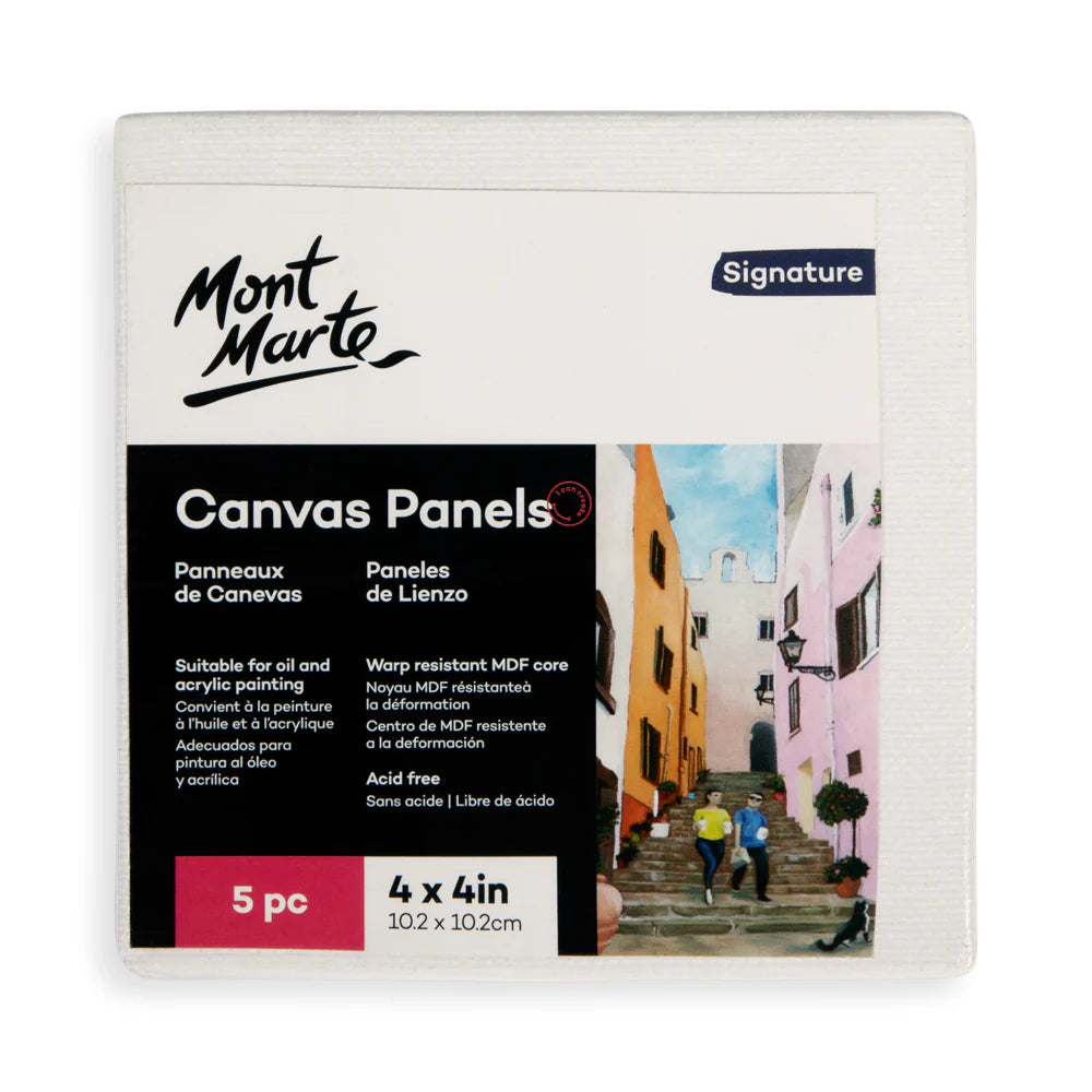 Mont Marte Signature Canvas Panels Pack 5 10.2 X 10.2Cm (4 X 4In)
