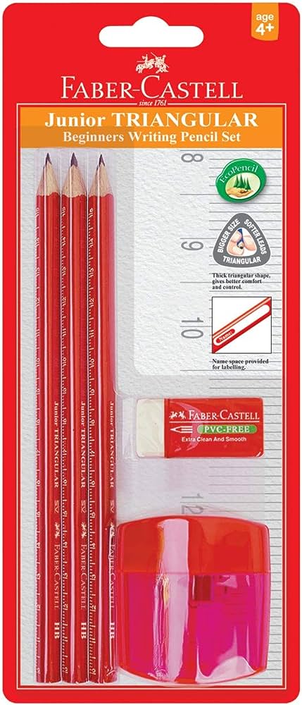 BLISTER OF 3PC JUNIOR GRIP PENCIL+RULER+ERASER+SHARPNER
