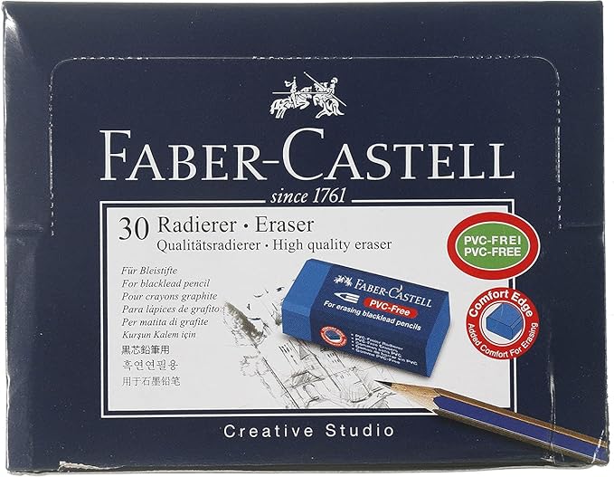 FABER CASTLE PVC FREE BLUE ERASER MEDIUM 1PCS