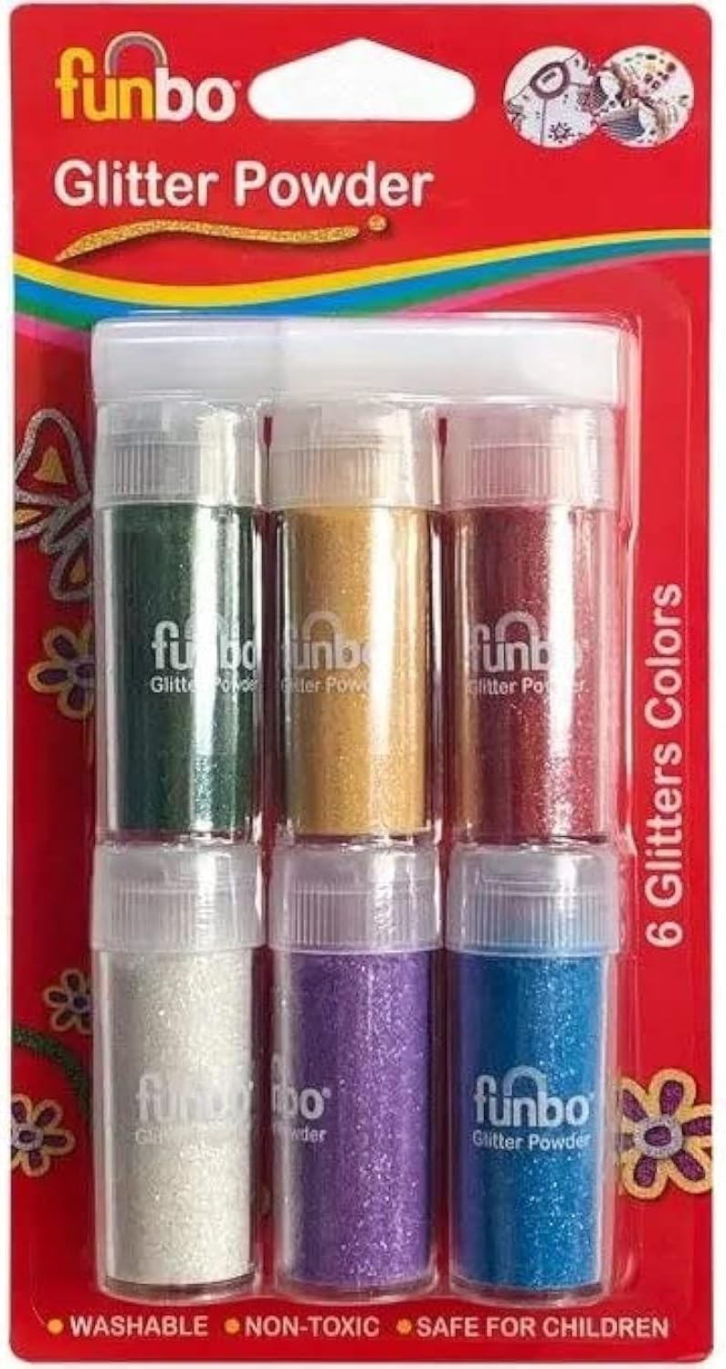 FUNBO GLITTER SPARKLING 9GRMX6COLOUR+GLUE