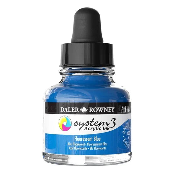 Daler-Rowney  System3  Acrylic Ink 29.5ml Fluorescent Blue