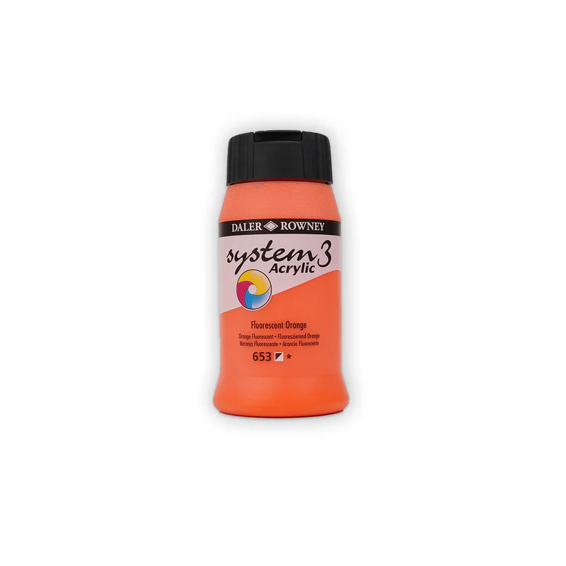 Daler-Rowney System 3 Original Acrylic Colours 500ml -Fluorescent Orange
