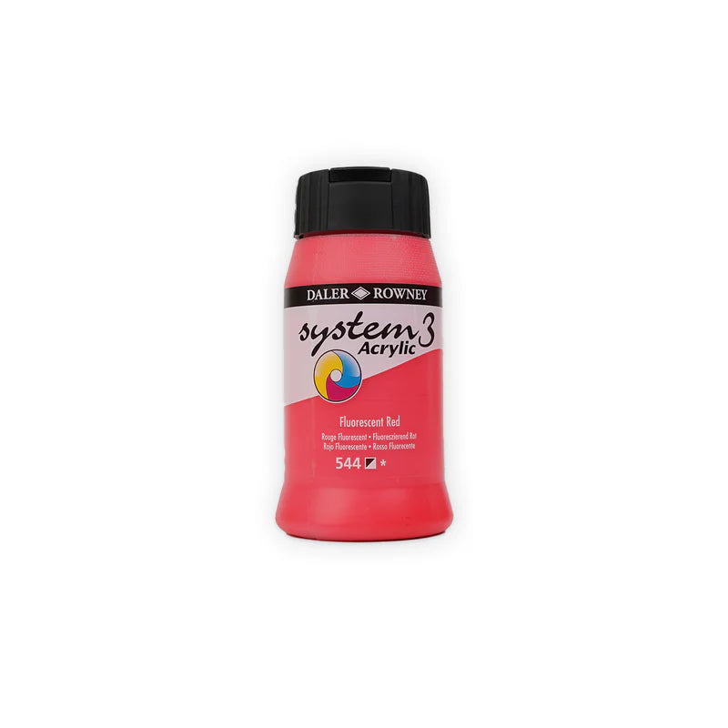 Daler-Rowney System 3 Original Acrylic Colours 500ml - Fluorescent Red