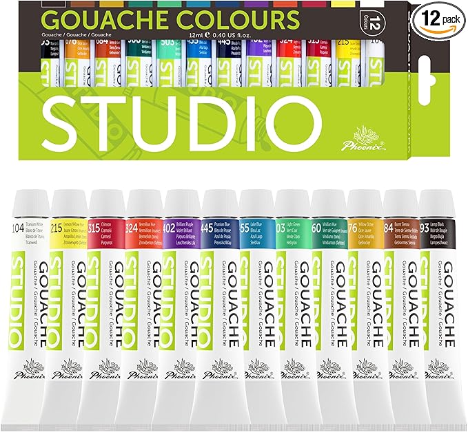 PHOENIX Gouache Paint Tubes - 12x12ml