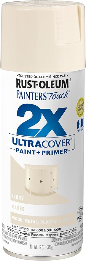 Rust-Oleum  Painter's Touch 2X Ultra Cover Spray Paint, 12 oz Gloss Ivory