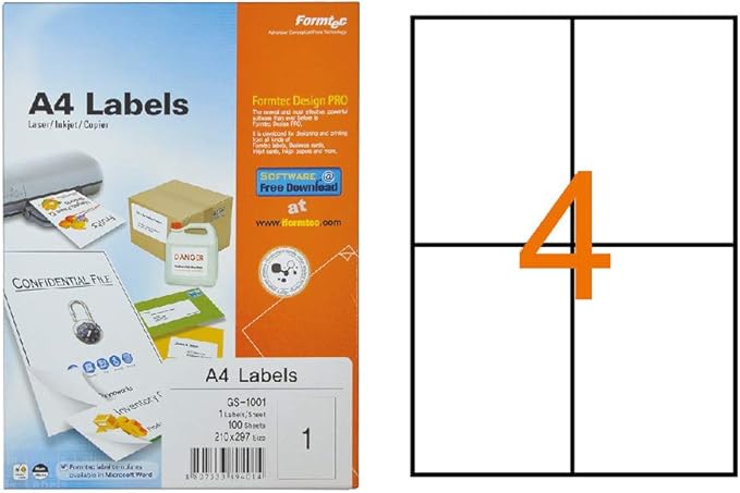 Formtec Label 400/105x148mm Bx=100sht, FT-GS-1004