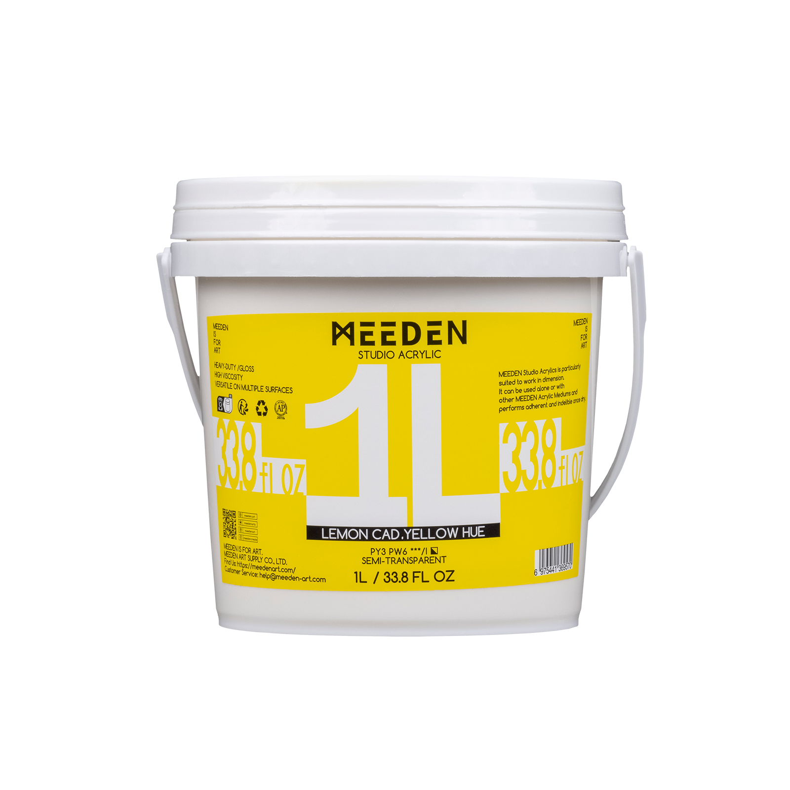 Meeden Heavy Duty Acrylic Paint 1 Litre Lemon Cadmium Yellow Hue