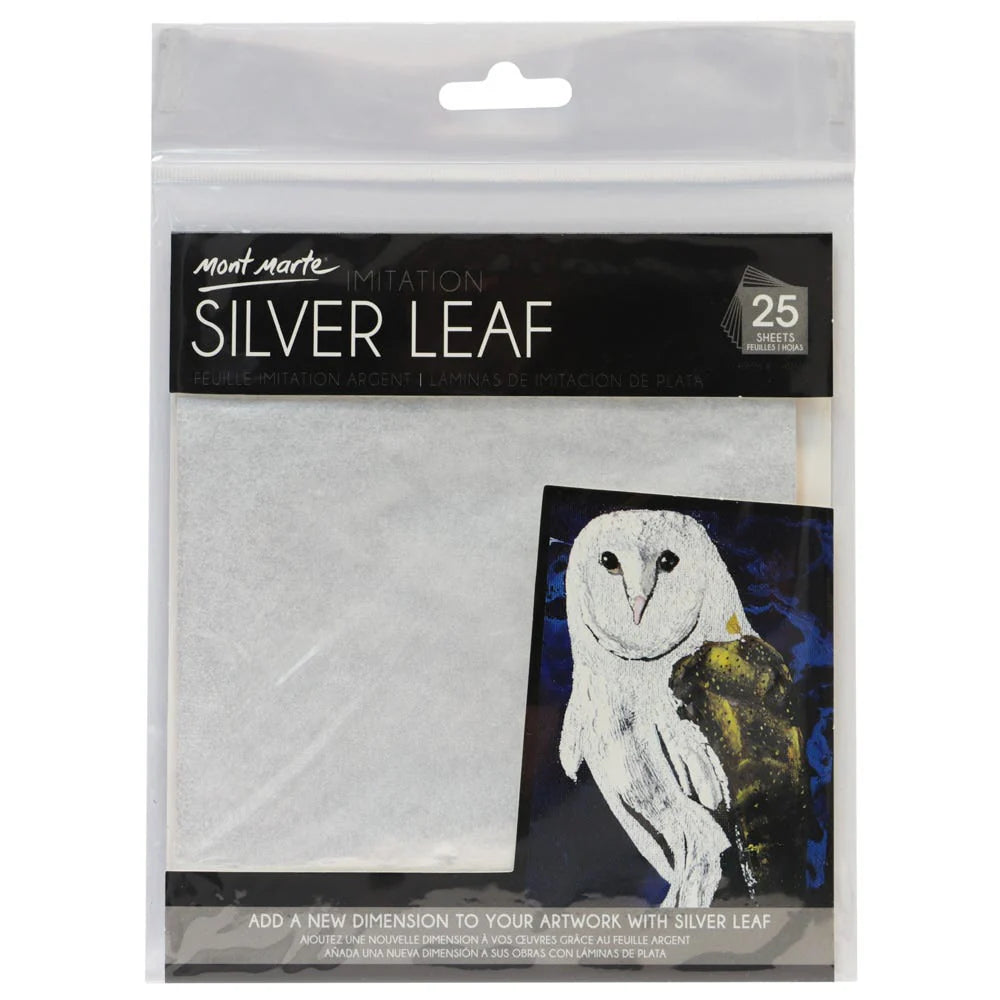 Mont Marte Imitation Silver Leaf 14X14Cm 25 Sheet