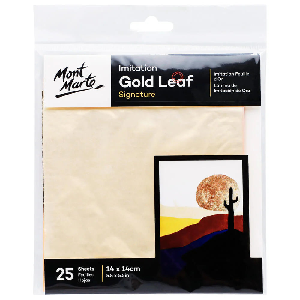Mont Marte Imitation Gold Leaf 14X14Cm 25 Sheet